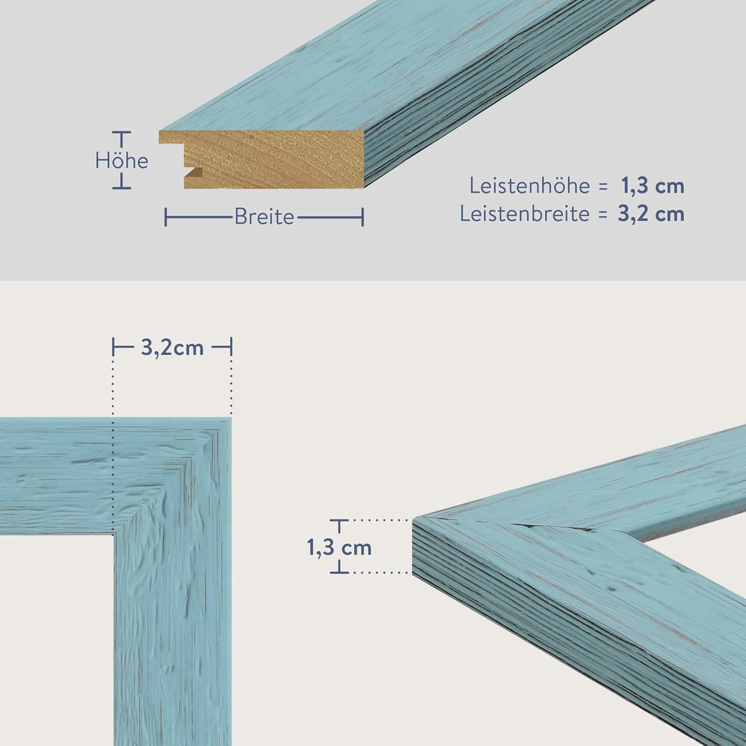 WANDStyle Bilderrahmen Strandhaus Stil 40x50cm I Farbe: Blau I Fotorahmen I rustikaler Holzbilderrah