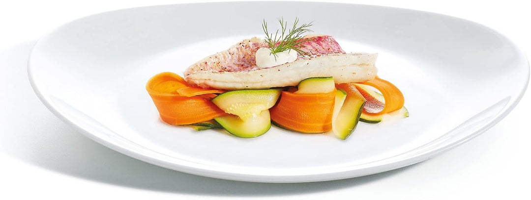 Luminarc 15867, Serie Italian Party, Geschirrset Steakteller 30cm 6 teilig Weiss Steakteller oval 6