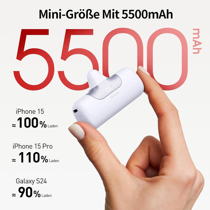 iWALK Powerbank 5500mAh Mini USB C Power Bank 22.5W Fast Charging Powerbank Klein Leicht Kompakte Ex