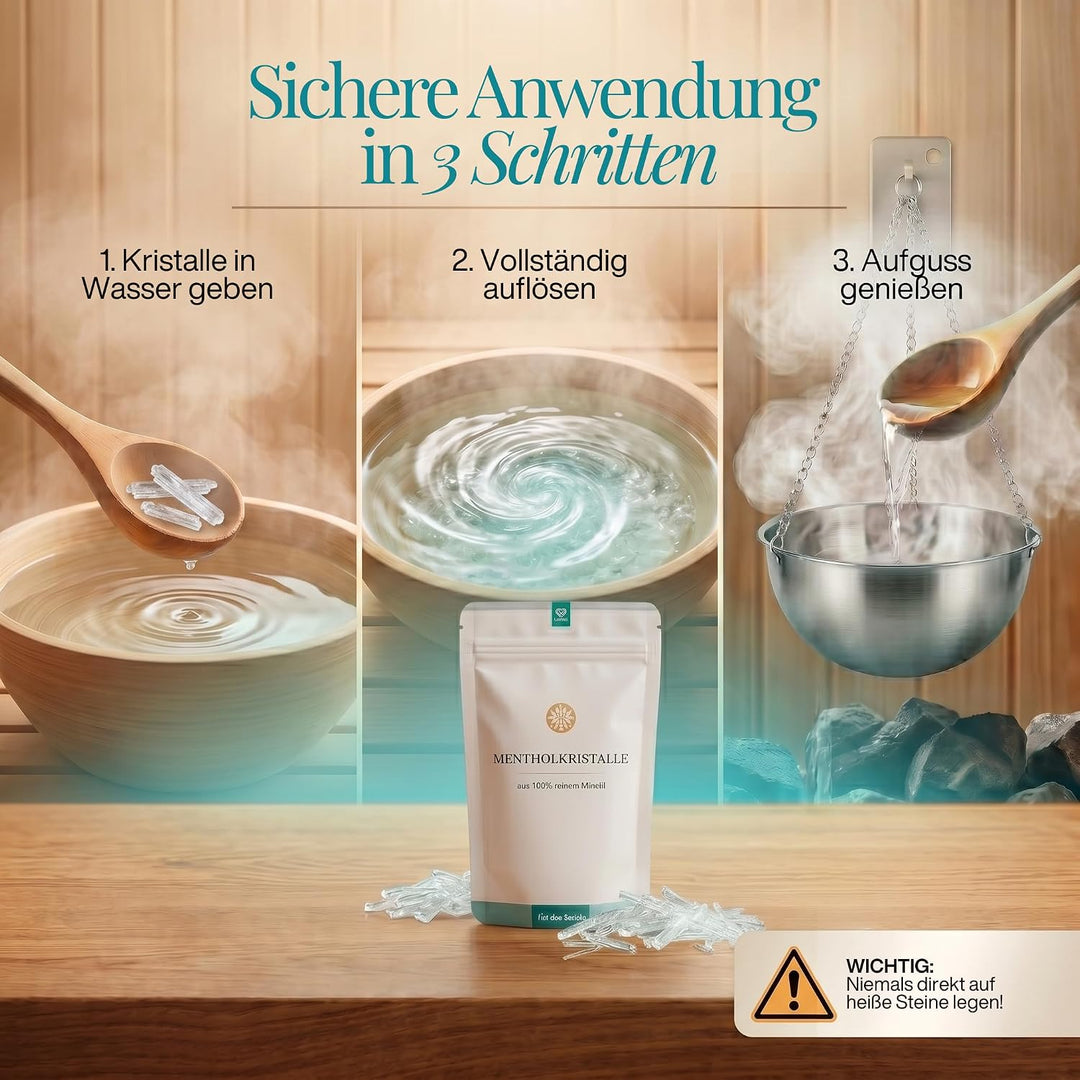 LoWell® 500g Mentholkristalle aus 100% reiner Minze - Ideal als Sauna Aufgussmittel für die Sauna in