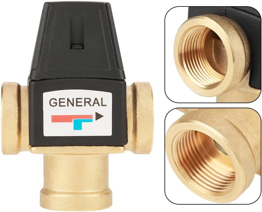 Messing Thermostat-Mischventil 3 Wege DN20-Innengewinde, für Heiss- und Kaltwassertemperaturregelung