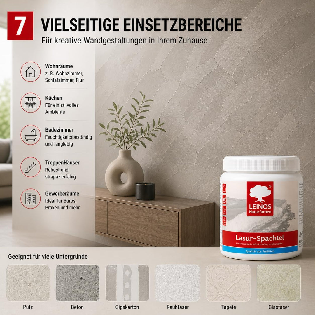 LEINOS Lasur-Spachtel 2,5 L – transparente Spachtelmasse Spachtel 2.5 l (1er Pack), Spachtel 2.5 l (