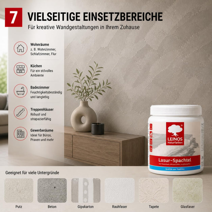LEINOS Lasur-Spachtel 2,5 L – transparente Spachtelmasse Spachtel 2.5 l (1er Pack), Spachtel 2.5 l (