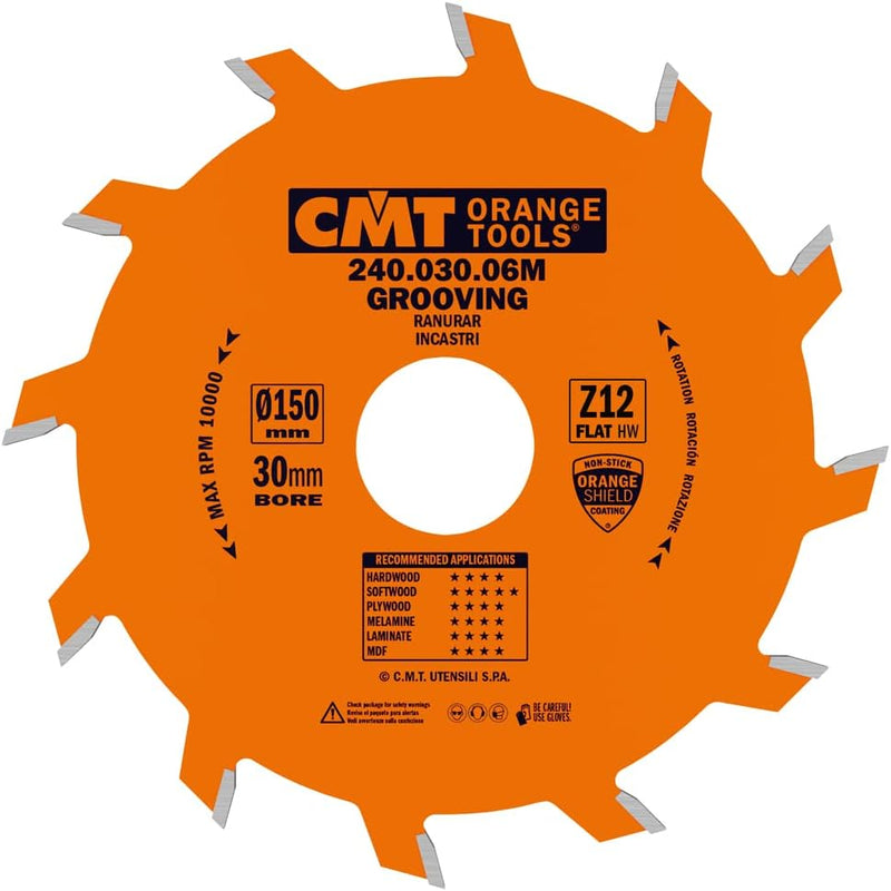 CMT Orange Tools 240.030.06 M – Kreissägeblatt für gerade Nutfräser 150 x 3 x 30 Z 12