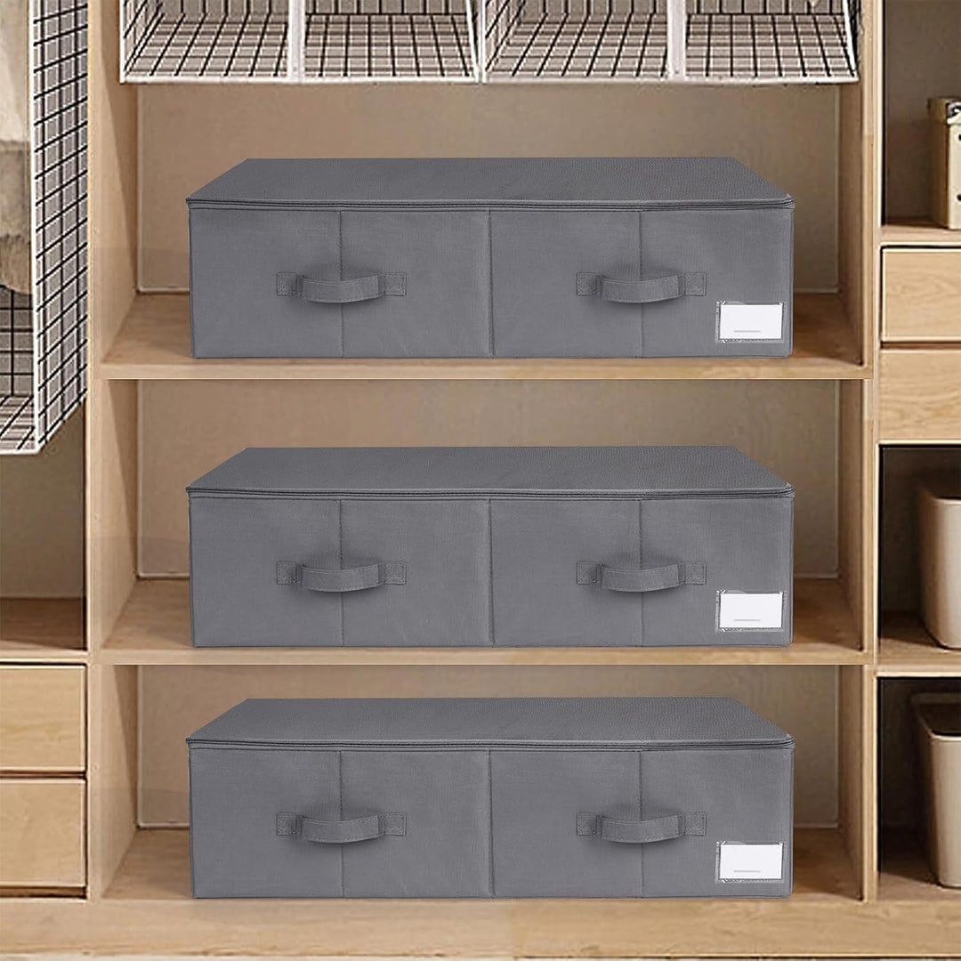 Lannvan Unterbettkommode,2 Stück Unterbett Aufbewahrungsbox mit Deckel 70L,faltbare design mit 4 Ver