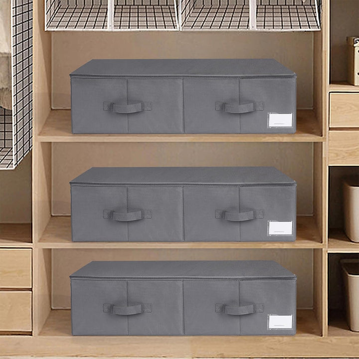 Lannvan Unterbettkommode,2 Stück Unterbett Aufbewahrungsbox mit Deckel 70L,faltbare design mit 4 Ver