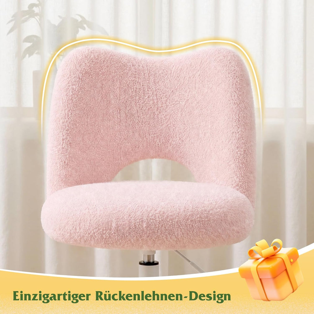 Teddy Schreibtischstuhl, 200kg Tragkraft, Höhenverstellbarer Schminktisch Stuhl mit Rollen, Atmungsa