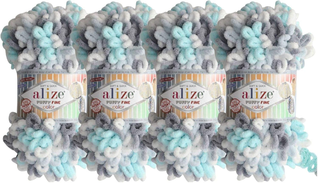 Alize Puffy 5939 Babydecke, feine Farbe, kleine Schlaufe, 100 % Mikropolyester, weiches Garn, 4 Stüc