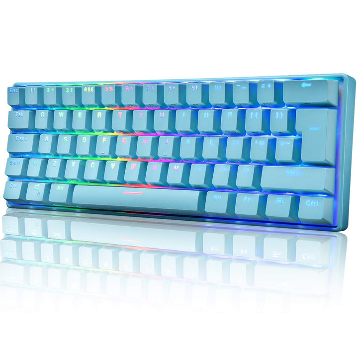 UK Layout 60% Mechanische Gaming-Tastatur Typ C verkabelt 61 Tasten LED-beleuchtete USB-wasserdichte