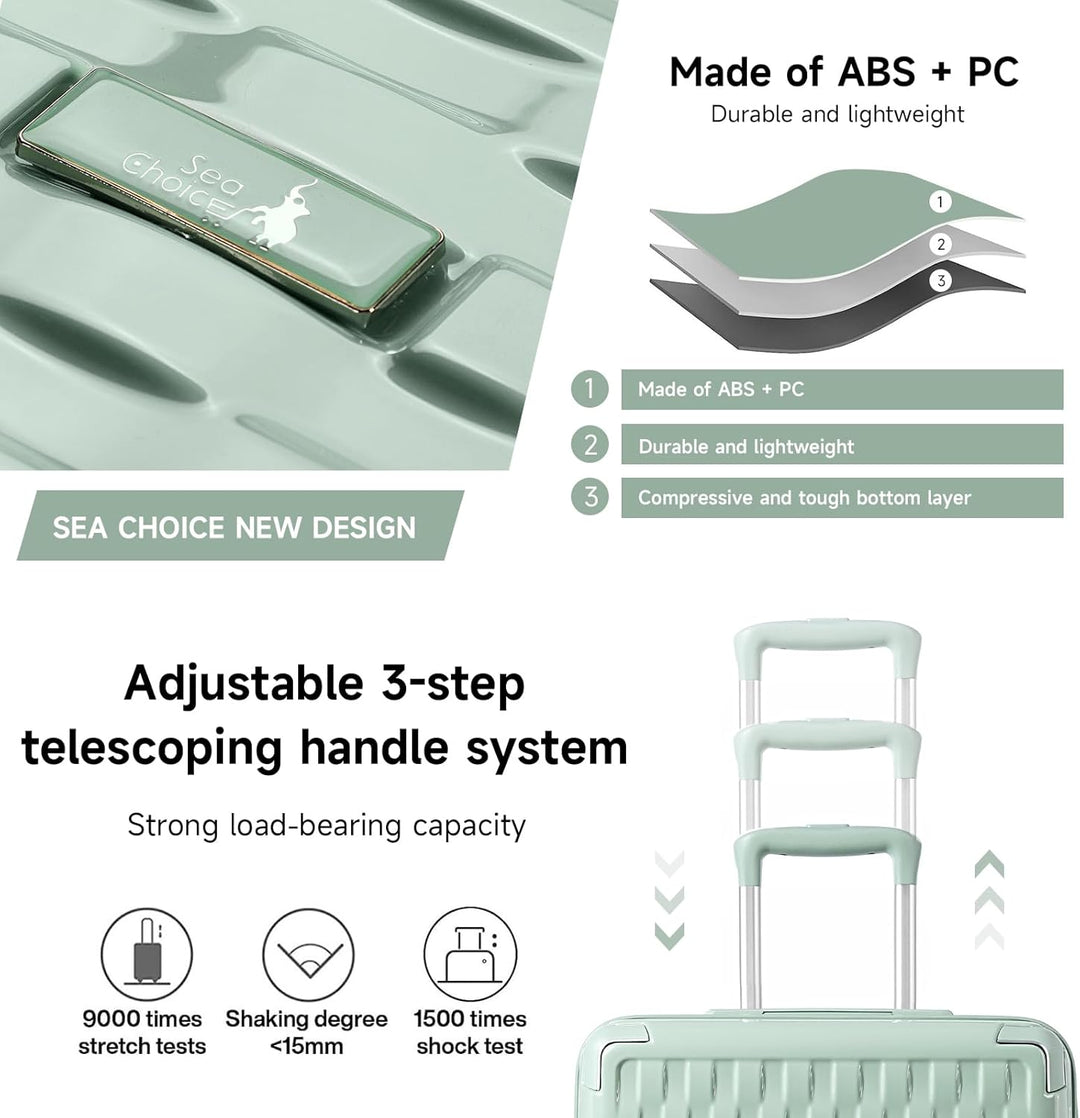 Sea choice Handgepäck Koffer Trolley Kofferset 2 Teilig Kabinengepäck mit Kosmetiktasche Eckenschutz