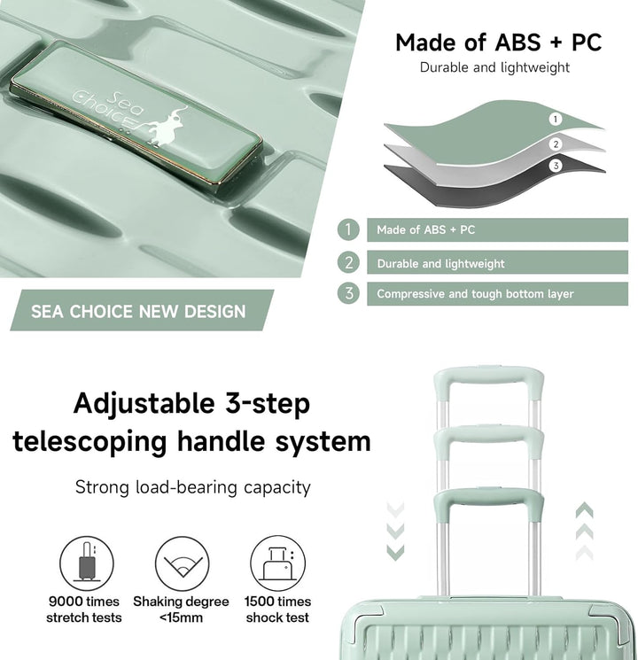 Sea choice Handgepäck Koffer Trolley Kofferset 2 Teilig Kabinengepäck mit Kosmetiktasche Eckenschutz