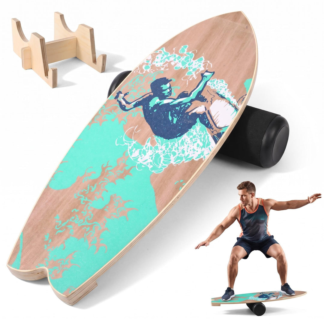 Surf Balance Board Erwachsene Kinder, Holz Wackelbrett 150kg | Holz Balance Board 75x28cm | 150kg be