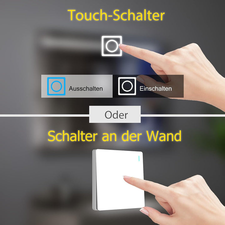 MIQU LED Badspiegel mit Beleuchtung 120x70 cm Badezimmerspiegel, Bad Gross Spiegel mit Touch Weiss 6