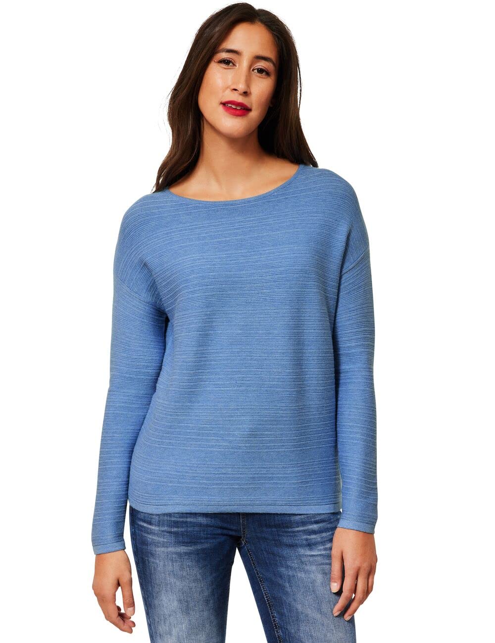 Street One Damen Strickpullover 44 Dazzling Blue Melange, 44 Dazzling Blue Melange