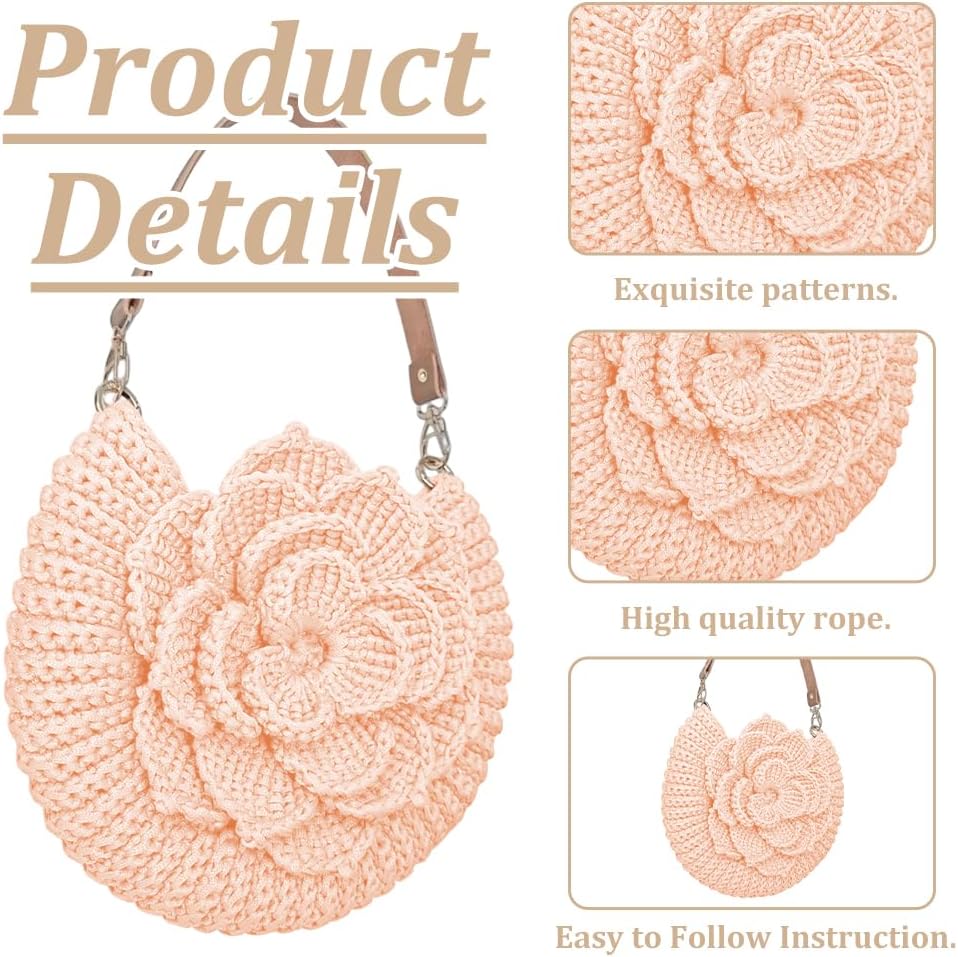 FREEBLOSS Häkeltaschen Set Mit Blumen Für Anfänger Komplettes Starter Set Mit Schritt Für Schritt Vi