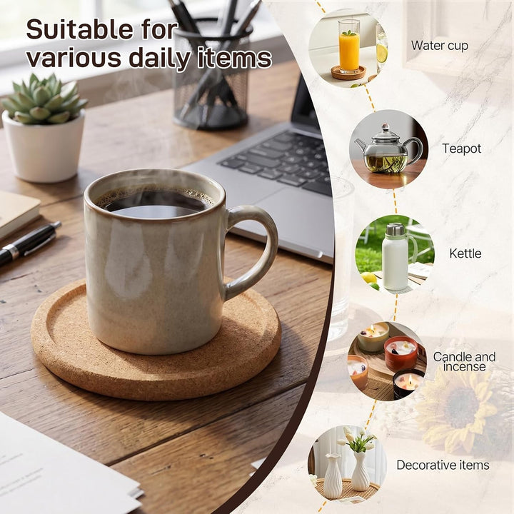 20er Pack Korkuntersetzer Rund mit Erhöhtem Rand – Absorbierend &amp; Hitzebeständig – Extra Dick &amp; Wied