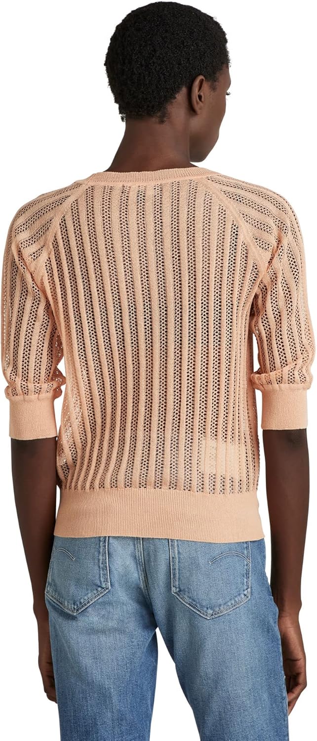 G-STAR RAW Damen Pointelle Knitted Top Knits XS Rosa (Peach Nougat D21656-d140-c962), XS Rosa (Peach