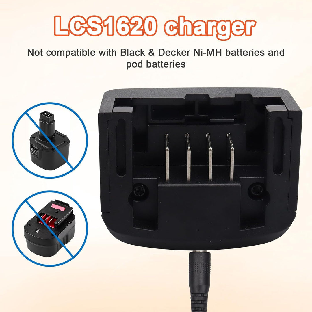 LCS1620 Ersatz Ladegerät Kompatibel mit Black & Decker, 18V /20V Lithium-Akku Ladegerät für BL2018 B