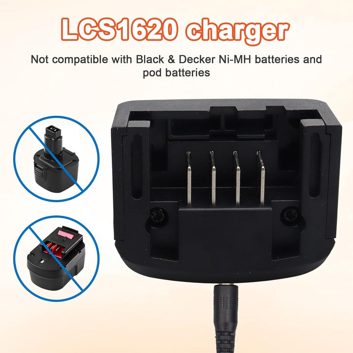 LCS1620 Ersatz Ladegerät Kompatibel mit Black & Decker, 18V /20V Lithium-Akku Ladegerät für BL2018 B