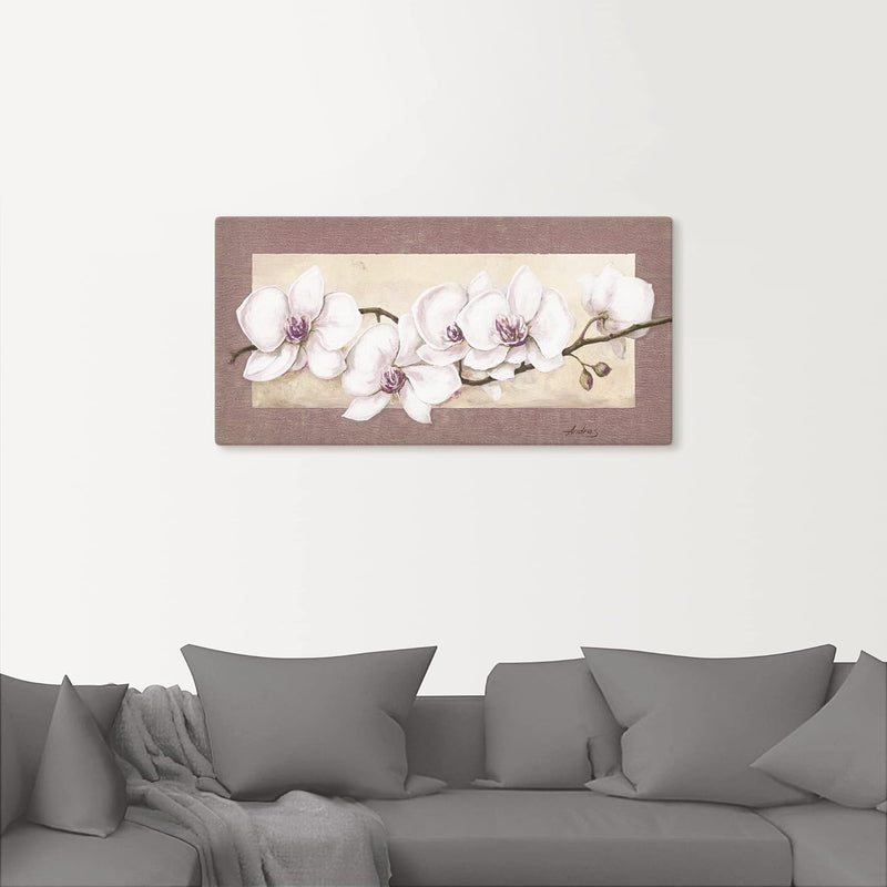 ARTland Wandbild selbstklebende Vinylfolie 100 x 50 cm Botanik Blumen Orchidee Malerei Creme A1TS Or