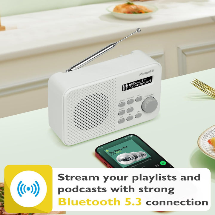 MangoKit MD2 DAB Radio mit Bluetooth,DAB Plus Radio,Digitalradio,UKW Radio,Tragbares Dab Radio,Klein