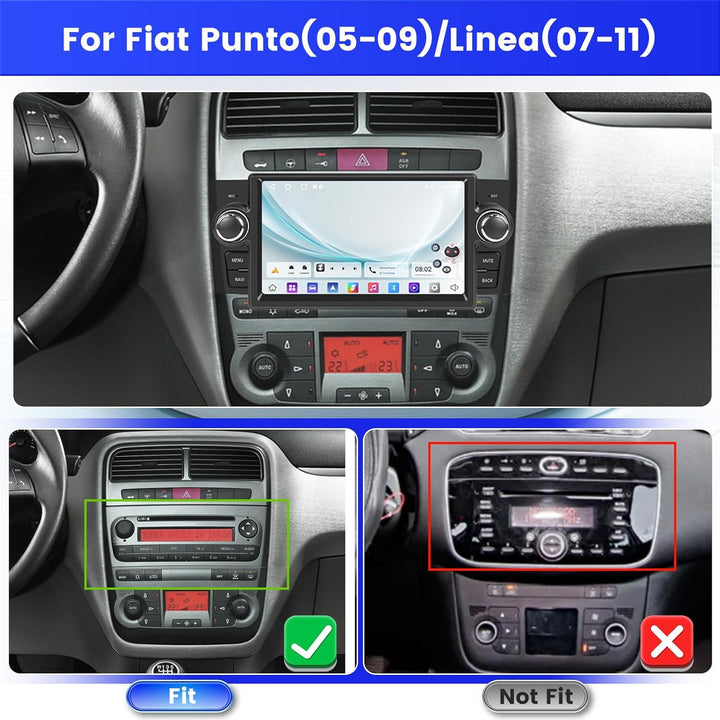 Android 15 Radio für FIAT Punto(05-09)/Linea(07-11) 2+64G mit Wireless CarPlay Android Auto, 7 Zoll