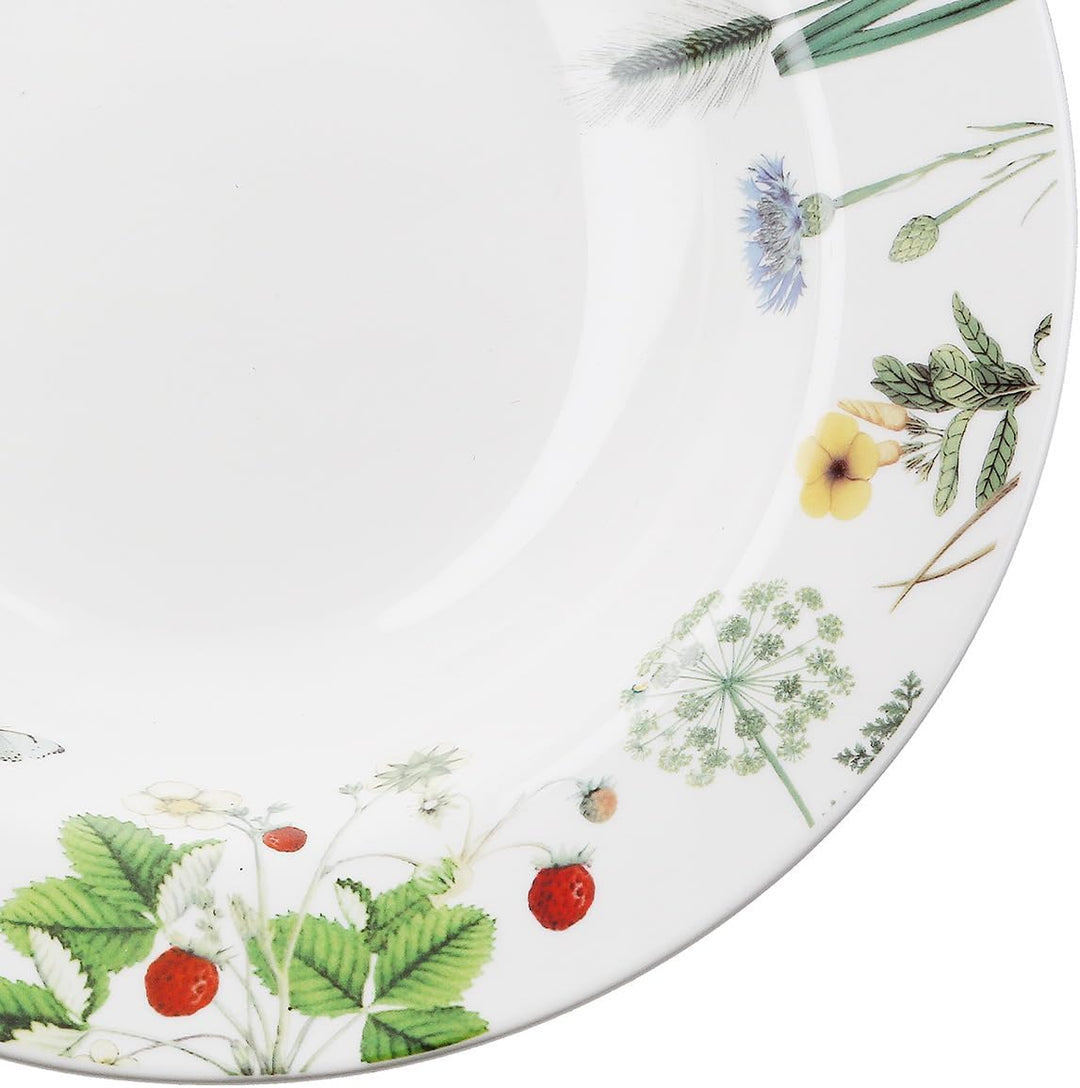 GILDE Suppenteller Wild Flowers, Porzellan, weiss, rund, 23 cm Durchmesser, Blumendesign & Schmetter