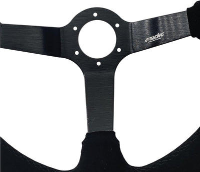 Simoni Racing CAR/350C Carrera Universal Steering Wheel, mitout Button And Fixing Kit, Schwarz