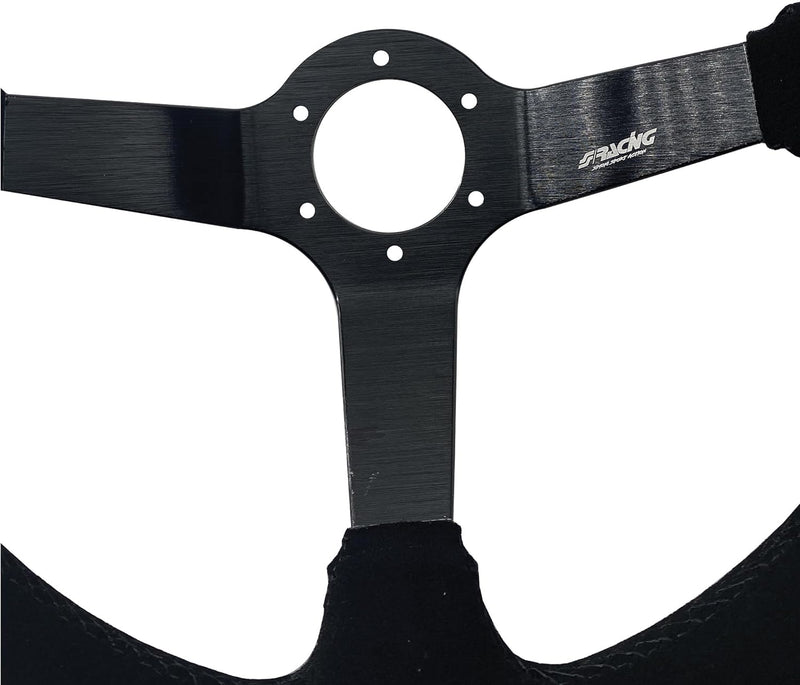 Simoni Racing CAR/350C Carrera Universal Steering Wheel, mitout Button And Fixing Kit, Schwarz