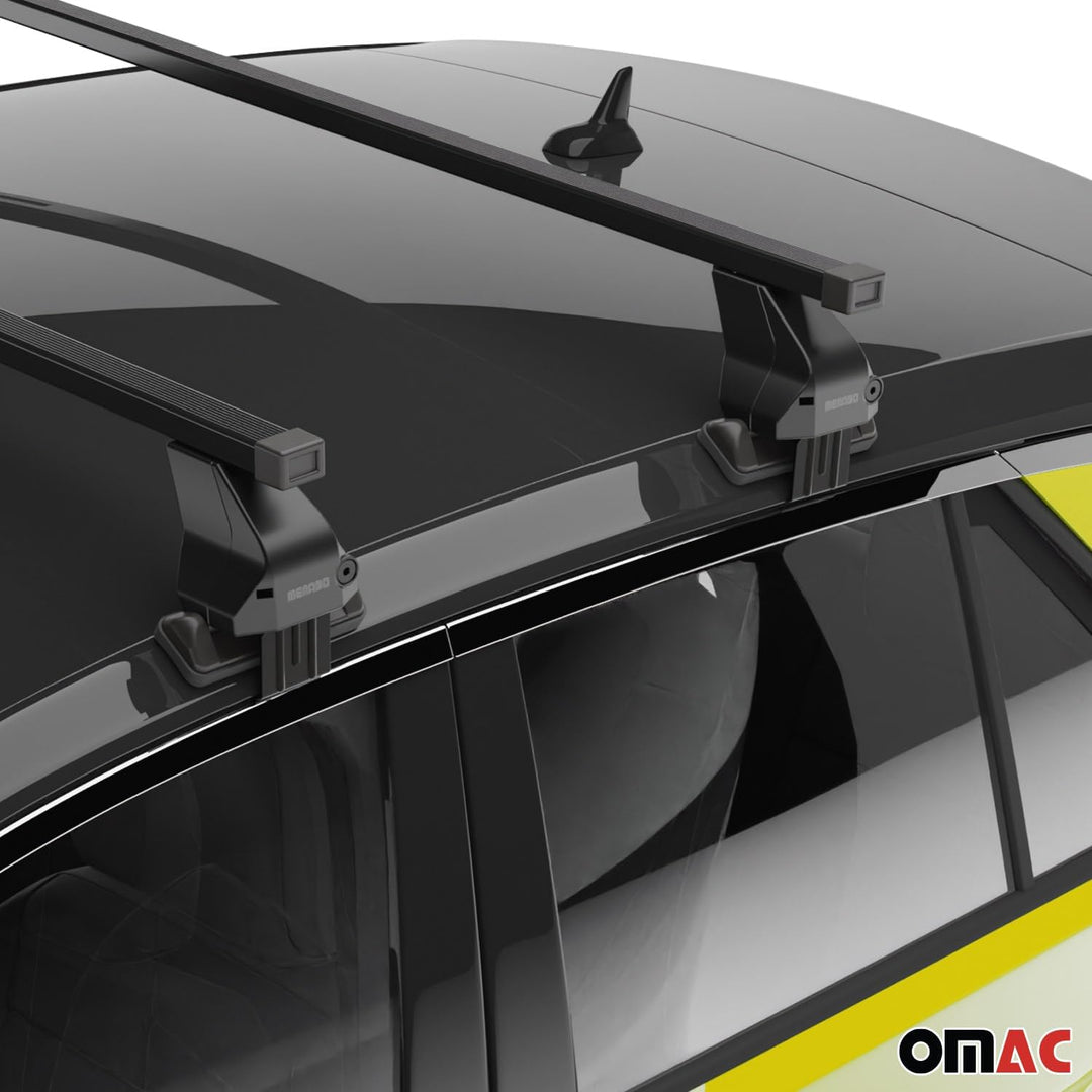 OMAC Dachträger Grundtäger kompatibel mit VW Polo 2021-2025 50kg Stahl Schwarz 2tlg