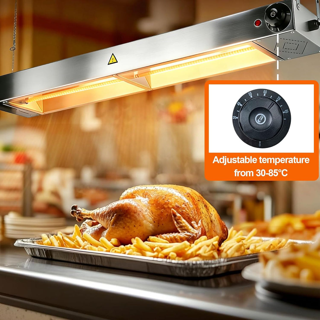 Wärmelampe Küche Gastro, Edelstahl Hängend Wärmelampe für Speisen(120cm) | Speisenwärmer Lampe mit D