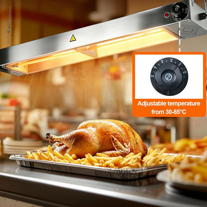 Wärmelampe Küche Gastro, Edelstahl Hängend Wärmelampe für Speisen(120cm) | Speisenwärmer Lampe mit D