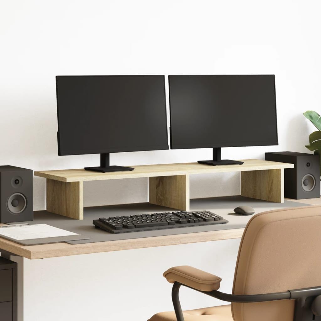 vidaXL Monitorständer, Schreibtischaufsatz für 2 Monitore, Unterbau Bildschirm Laptop Ständer, Tisch