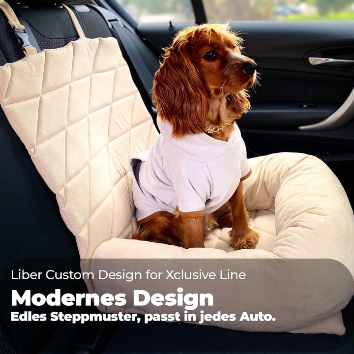by LIBER Home Hundebett Auto waschbar beige, Autositz für Hunde 95x55cm, Schonbezug für Vordersitz u