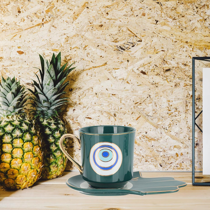 BESTonZON 1 Satz Hamsa Hand Böser Blick Glühwein Tasse Esspresso Tasse Getränke Tasse Glückliche Kaf