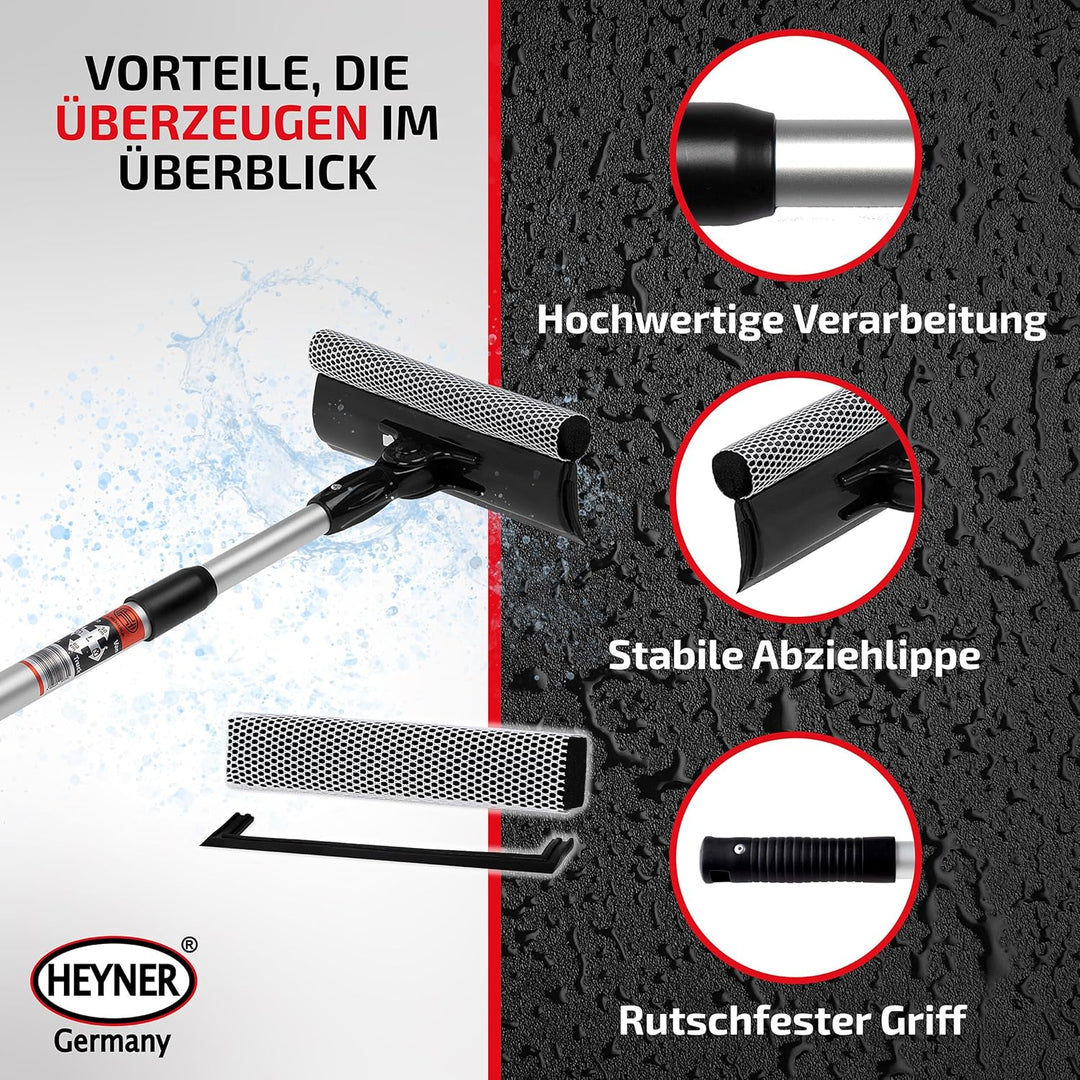 HEYNER® Scheibenreiniger Set I Super Cleaner L PRO mit Teleskopgriff + Ersatzkit I Auto Reinigungs-B