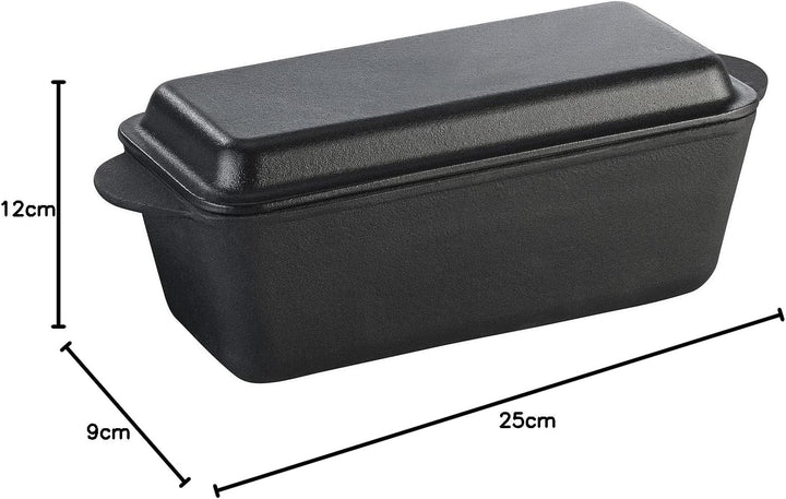 Rosenstein & Söhne Brotbackform: 2er-Set Gusseisen-Kastenformen mit Deckel, 25 x 12 x 9 cm, 2er-Set