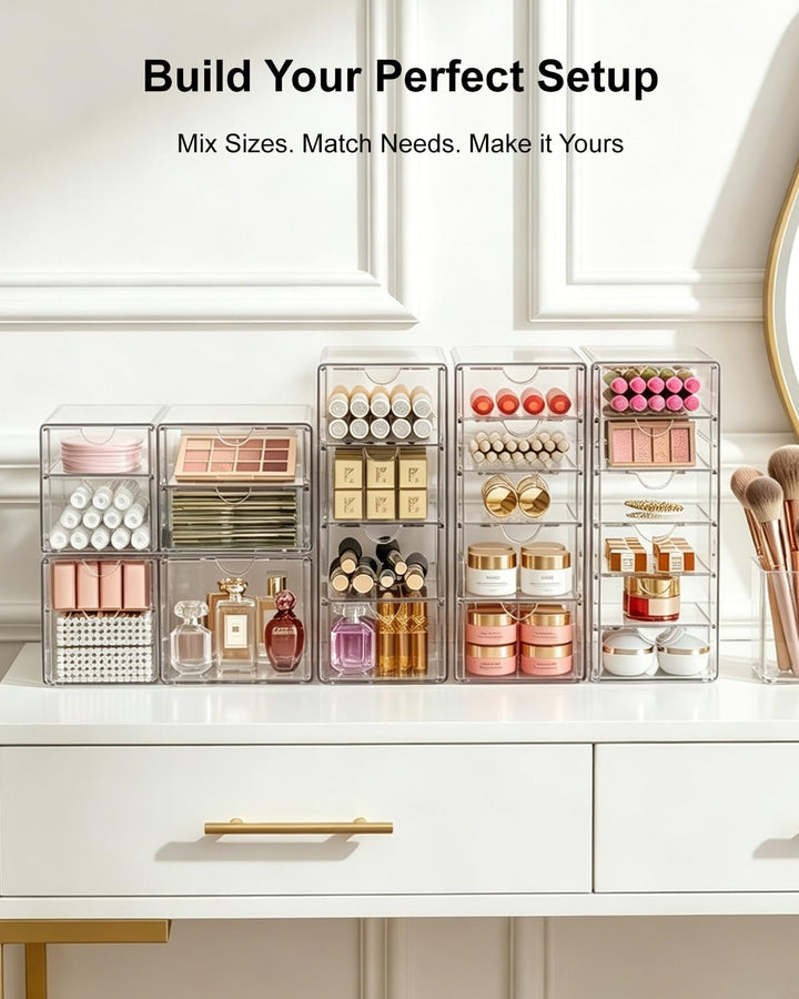 GoMaihe Kosmetik Organizer mit 10-Schubladen: 2PCS Acryl Schubladenbox | Durchsichtig Schminktisch O