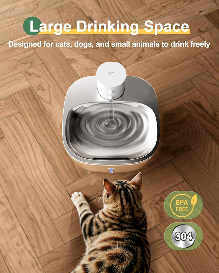 Gimars Katzenbrunnen Kabellos Edelstahl 3.2L Super Leise Trinkbrunnen für Katze Brunnen Katzenbrunne