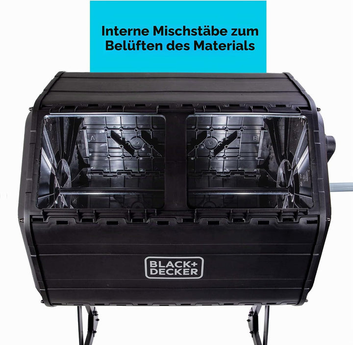 BLACK+DECKER Kompostbecher, Doppelkammer-Komposter, 40 Gallonen, einfaches Griffsystem für Kompostie