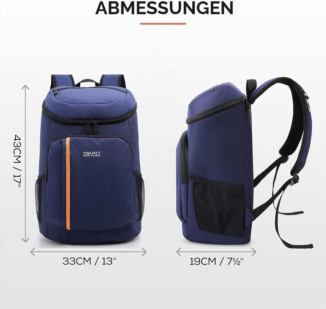 TOURIT 28L Kühler Rucksack Leichter Rucksack mit Flaschenöffner Hält 30 Dosen Blau, Blau
