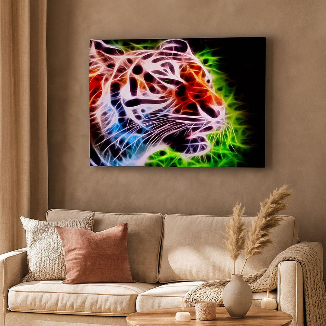 Bilder auf Leinwand 100x70cm Leinwandbild Afrika aggression tiere tiger Gross Wanddeko Bild Schlafzi