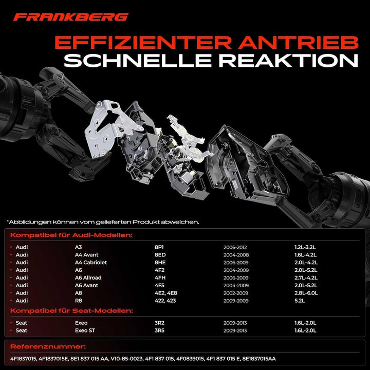 Frankberg 1x Türschloss Stellmotor Vorne Links Kompatibel mit A3 2006-2013 A4 2002-2009 A6 2004-2009