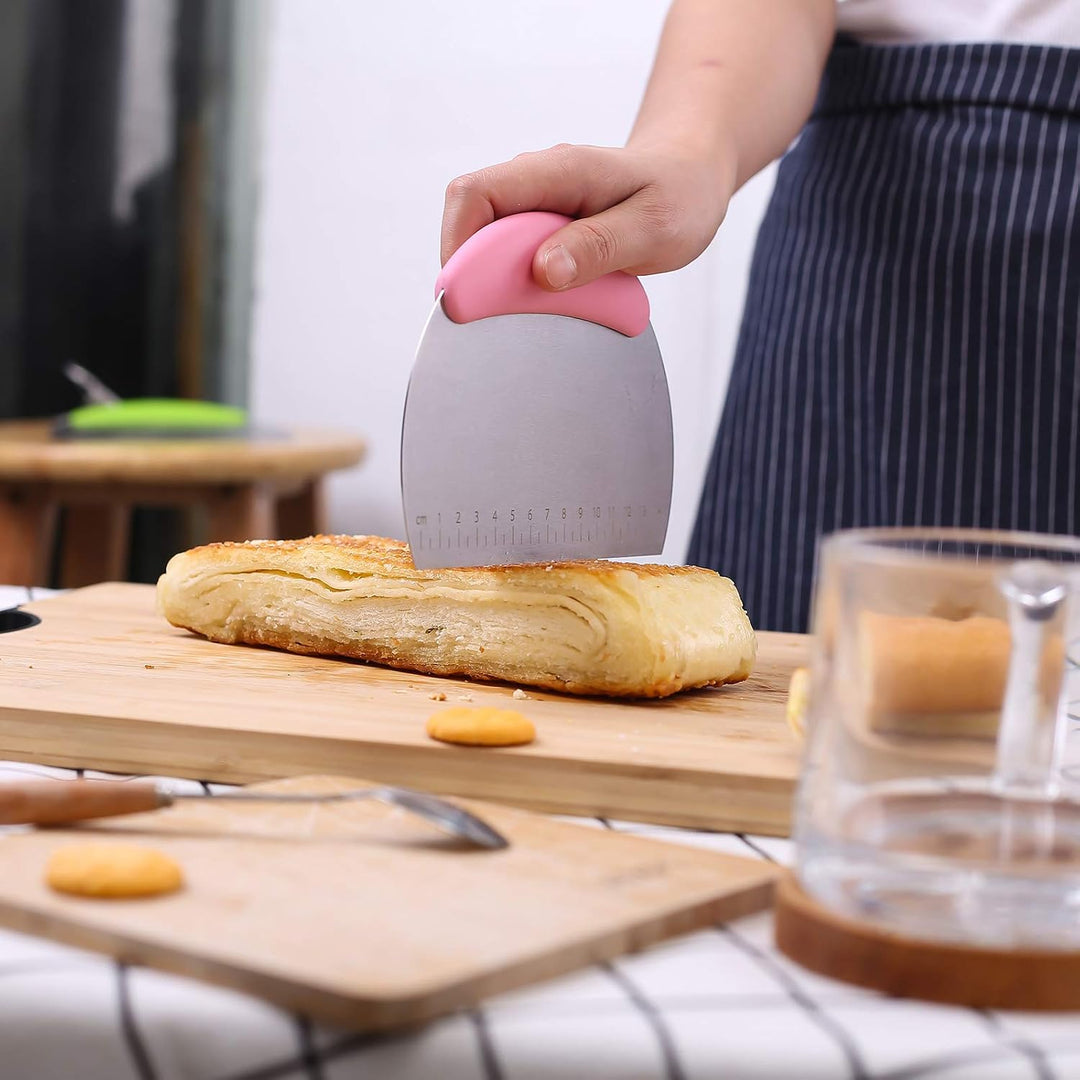 1 Stück Teigschaber Zerkleinerer/Edelstahl Teigschaber Cutter mit ergonomischem Gummi Anti-Rutsch-Gr