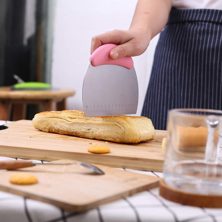 1 Stück Teigschaber Zerkleinerer/Edelstahl Teigschaber Cutter mit ergonomischem Gummi Anti-Rutsch-Gr