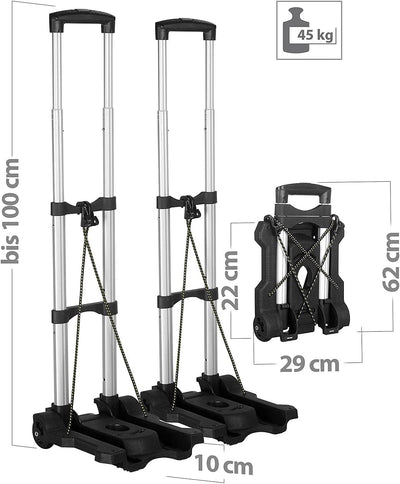 Xcase Transportwagen: 2er Pack Ultra-kompakte Falt-Sackkarre mit PVC-Rädern (Faltbare Sackkarre, Sac