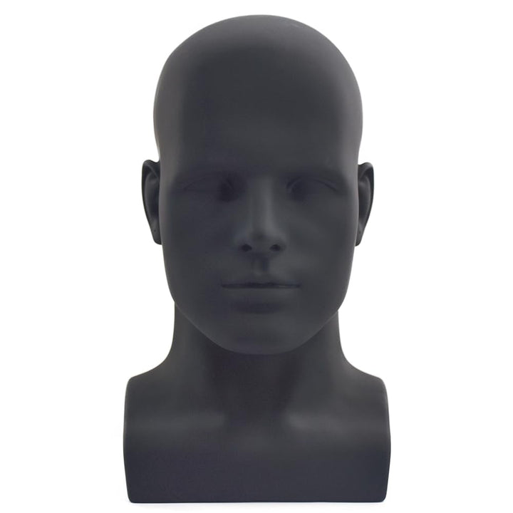 Schaufensterpuppenkopf, männlich, glänzend, für Kopfhörer, Hüte, Perücken, Schmuck, Schwarz (L90YH-P