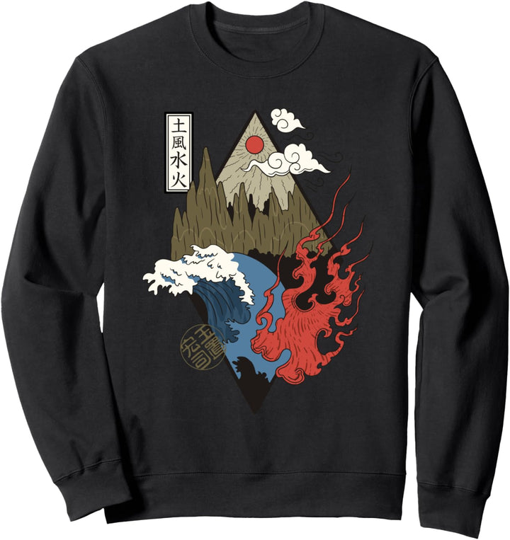 Naturdesign vier Elemente im japanischen Stil Sweatshirt