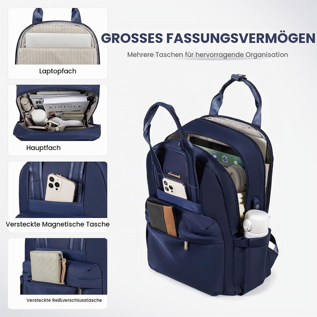 LOVEVOOK Rucksack Damen Gross, 17 Zoll Laptop Schulrucksack Teenager mit Laptopfach, Elegant Schulta