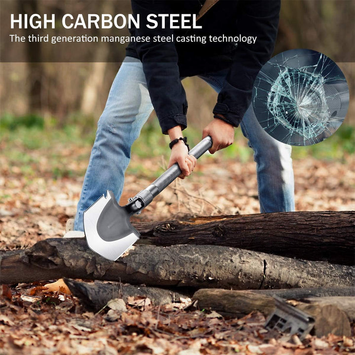 MOSFiATA Klappspaten 75cm Klappschaufel , 16 All-in-Function Survival Schaufel mit 2 Stück verstellb